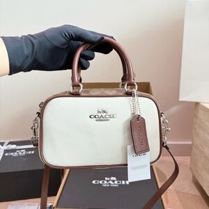 Coach Two-Tone Cream and Brown Mini Satchel